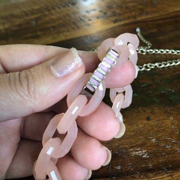 Pink and Gold Long Link Necklace - Picture 2 of 6